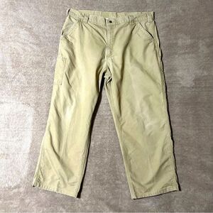 Carhartt Men’s B151 Dark Khaki Dungaree Fit 42 x 32 Lightweight Work Pants EUC